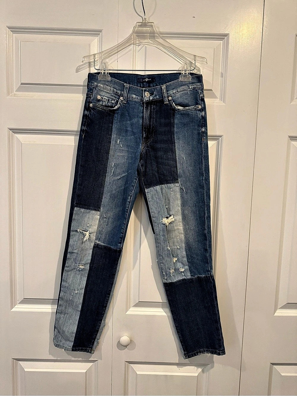7 for all mankind Color Block Straight Leg Jeans Waist 26